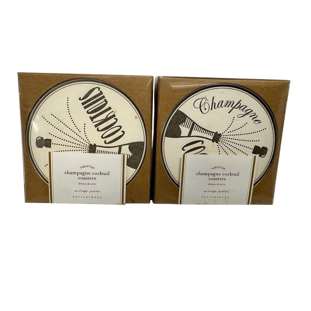 Pottery Barn Coasters Champagne Cocktail Set of 16 Cream Paper New Barware Decor